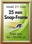 Alu Plakatramme, Snap-frame, A3, Mat guld