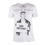 Undiz Ladies T-Shirt Justin Bieber Short Sleeve Town Shirt, White, S
