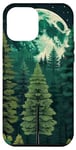 Coque pour iPhone 15 Pro Max Forêt Nature Montagne Lune Vert Arbre Pin Aventure Randonnée