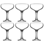 Pasabahce Set Of 6 Bistro Coupe 270ml Champagne Cocktail Wine Drinking Glasses