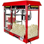 Royal Catering Popcornmaskin med oppvarmet kabinett - rød