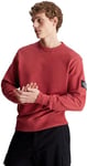 Calvin Klein Jeans Men Sweatshirt Badge Crew Neck no Hood, Red (Garnet), M