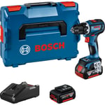 Bosch borr-/skruvmejsel GSR 18V-90C, 2 x 18 V/4,0 Ah och L-Boxx