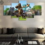 WENXIUF 5 Panel Wall Art Pictures Lego horseback riding,Prints On Canvas 150x80cm Wooden Frame Ready To Hang The Animal Photo For Home Modern Decoration Wall Pictures Living Room Print Decor