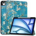 iPad Air 13" 2024/2025 Tri-fold fodral med tryck och pennfack - Aprikosblomma