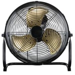 Russell Hobbs 12" High Velocity Floor Fan in Brushed Gold, 3 Speed Settings, Lightweight and Compact, Handy Tilt Feature, 3 Curved Blades, Up To 2 Years Guarantee, RHGF1221BG