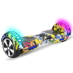 QINGMM Hoverboard,Smart 7'' Two-Wheel Self Balancing Car,with LED Light Flash And Bluetooth Speaker Electric Scooters,for Kids Adult,Yellow