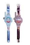 Lexibook - Disney La Reine des Neiges - Montres Talkie-Walkies, 2 pièces, portée jusqu'à 200m, Lampe de Poche, Boussole, Rechargeable, Bleu/Violet - DMWTW1FZ