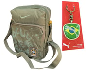 New NIKE BRAZIL Football Cross-over Shoulder Bag BA4022 Green + BRASIL KEY FOB