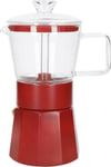 La Cafetière Verona Glass Espresso Maker, Red, 6 Cup, Gift Boxed