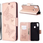 Butterfly läder Samsung Galaxy A11 / Samsung Galaxy M11 fodral - Rosa