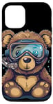 Coque pour iPhone 15 Joli ours en peluche de plongée pour garçons et filles