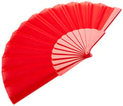 eBuyGB Folding Handheld Pretty Hand Fan Wedding Party Accessory Pocket Sized Fan DIY Decoration, Summer Holidays, Home Décor,Red,Pack of 10
