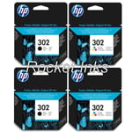 2x Original HP 302 Black & Colour Ink Cartridges For OfficeJet 4658 Printer