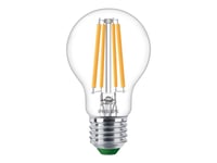 Philips - Led-Glödlampa Med Filament - Form: A60 - Klar Finish - E27 - 4 W (Motsvarande 60 W) - Klass A - Varmt Vitt Ljus - 2700 K - Transparent