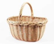 Liten gammaldags picknickkorg med flätad kant - ljusbrun: Picknickkorg flätad kant - ljusbrun