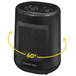 Russell Hobbs 2000W/2KW Electric Heater in Black PTC Ceramic Space Heater, Portable Oscillating 2 Heat Settings Overheat Protection, Adjustable Thermostat 20m2 Room Size RHFH1008B, 2 Year Guarantee