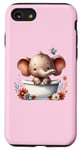 Coque pour iPhone SE (2020) / 7 / 8 Rose mignon bébé éléphant avec fleurs joyeux amoureux des animaux