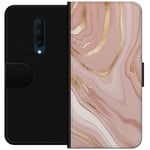 OnePlus 7T Pro Sort Lommebokdeksel Ljusrosa marmor