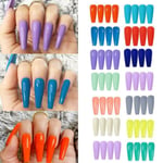 24pcs French V Shape Long Coffin Press On False Nails Fake N Jp865