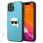 Karl Lagerfeld Läder Ikonik Karl`s Head Metal Skal iPhone 13 Mini - Blå Blå