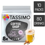 Tassimo Coffee Pods Coffee Shop Chai Latte 10 Packs (Total 80 Drinks)