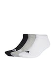 adidas Sportswear Unisex 3 Pack Cushioned Low Socks - White/Grey/Black, Multi, Size M, Men