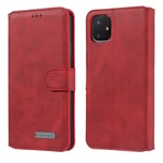 Scratch Resistant Genuine Leather Case Solid Color Buckle Horizontal Flip Leather Case With Holder and Card Slots, All buttons and ports are accessible, for IPhone 11 (Color : Red)