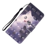 Flip Case for LG V50/V50 ThinQ 5G, Wallet Case with Card Slots, Business Cover with Magnetic Seal, Book Style Phone Case, Shockproof Protection Cover for LG V50/V50 ThinQ 5G (Adorable Cat)