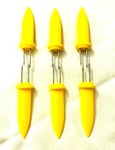 6 STAINLESS STEEL CORN ON THE COB SKEWERS HOLDERS BBQ PRONGS FORKS GARDEN PARTY