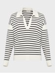 Hobbs Karissa Knitted Striped Polo Shirt, Ivory/Navy Multi XS female 79% cotton, 21% polyamide/nylon
