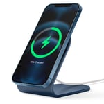 elago MS3 Charging Stand Compatible with MagSafe Charger - Aluminum Phone Stand Compatible with iPhone 12, Pro, Pro Max, Mini [Cable Not Included] (Jean Indigo)