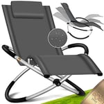 KESSER® Chaise Longue de Relaxation | Transat | Chaise Longue de Jardin | Chaise de Jardin | Chaise Pliante | Chaise Longue à Bascule | Fauteuil à Bascule | Fauteuil Relax Ergonomique, Anthracite