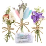 3Pcs Mini Flower Bouquets Dried Flower Bouquets for DIY Craft, Card Decoration, Gift Box Filling, Valentines, Wedding, Birthday, Party Decoration (Mixed B)
