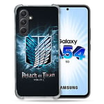 Cokitec Coque Renforcée en Verre Trempé pour Samsung Galaxy A54 5G Manga Attaque Titans Noir
