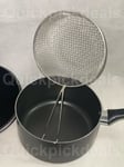 Traditional 22cm Non Stick Chip Pan Deep Fat Fryer Cooking Pot Basket With Lid