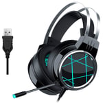 Gaming Headset, Gaming Headphone Surround Stereo USB jack Over Head Headset 50MM Driver with Noise Canceling Mic and Soft Memory Earmuffs for PC Laptop and Other USB Devices