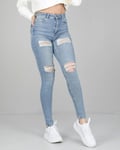 Weightless Caressa High Waist Ripped Jeans Light Blue - 30", S