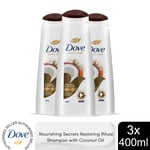 Dove Nourishing Secrets Restoring Ritual Shampoo with Coconut Oil, 3x400ml