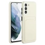 Samsung Galaxy S21 FE TPU-skal med en korthållare - Vit