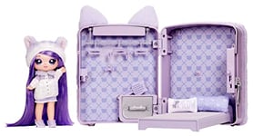 Na Na Na Surprise 3-in-1 Backpack Bedroom Playset with Fashion Doll - MAYA WHISKERFULL - Includes Fuzzy Lavender Kitty Backpack with Cat Ears and Closet with Pillows & Blanket - For Kids Ages 5+ Years