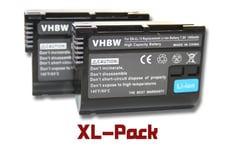vhbw 2x batterie compatible avec Nikon D500, D600, D610, D7000, D7100, D7200, D750 appareil photo DSLR (1400mAh, 7V, Li-Ion) avec puce d'information