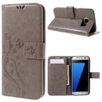 Samsung Galaxy S7 Edge Mobilfodral med fjärilar, Grå