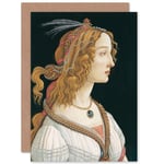 Botticelli Idealized Portrait Of A Lady As Nymph Fine Art Greetings Card Plus Envelope Blank inside