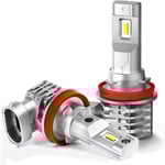 H11/H8/H9 LED-lampa, 6500K vit för bil 12V-24V strålkastare glödlampa kit ersättning. (2 st)