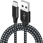 BIBTIM Câble chargeur USB C 3M, USB 2.0 Type C charge rapide 3A tressé USB A vers USB C 480Mbps transfert de données, compatible avec Samsung Galaxy S22 S21 S20 Sony Xperia Huawei Pixel HTC Xiaomi