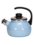 Krüger 18018PAB Sylt Bouilloire à Sifflet Émail Bleu 18 cm