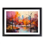 Central Park Abstract No.3 Framed Wall Art Print, Ready to Hang Picture for Living Room Bedroom Home Office, Black A2 (66 x 48 cm)