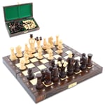 Shakkipeli shakkilauta puinen laadukas - Shakkilautasetti taitettava shakkinappuloilla isot lapsille ja aikuisille 25 x 25 cm