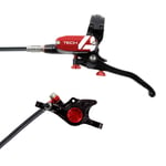 Hope Tech 4 X2 Disc Brake - Colours Black / Red No Rotor Front or Rear LH Standard Hose 1600mm Black/Red